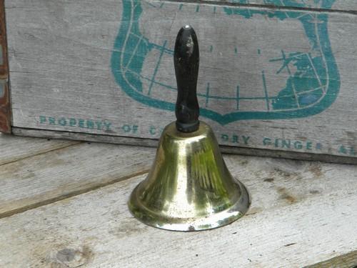 photo of vintage old teacher's hand bell with wood handle #1