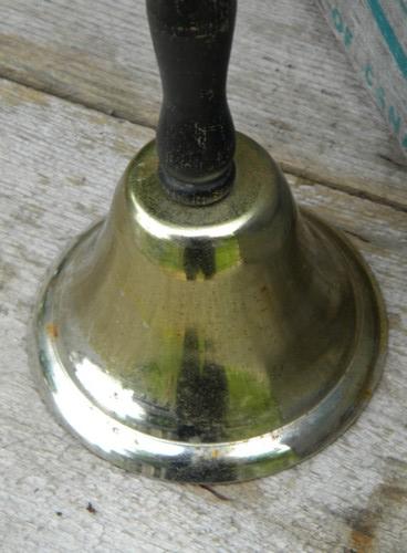 photo of vintage old teacher's hand bell with wood handle #2