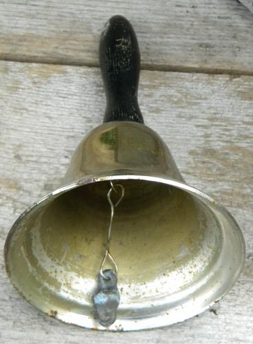 photo of vintage old teacher's hand bell with wood handle #3