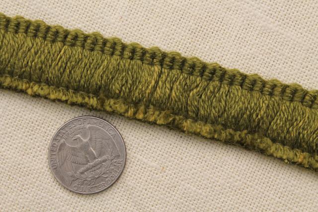 photo of vintage olive green cotton / rayon lampshade or upholstery trim, new old stock bullion braid #2