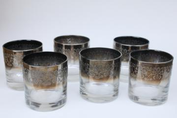 catalog photo of vintage ombre silver fade lowball glasses, Royal Luster Madeira double old fashioned