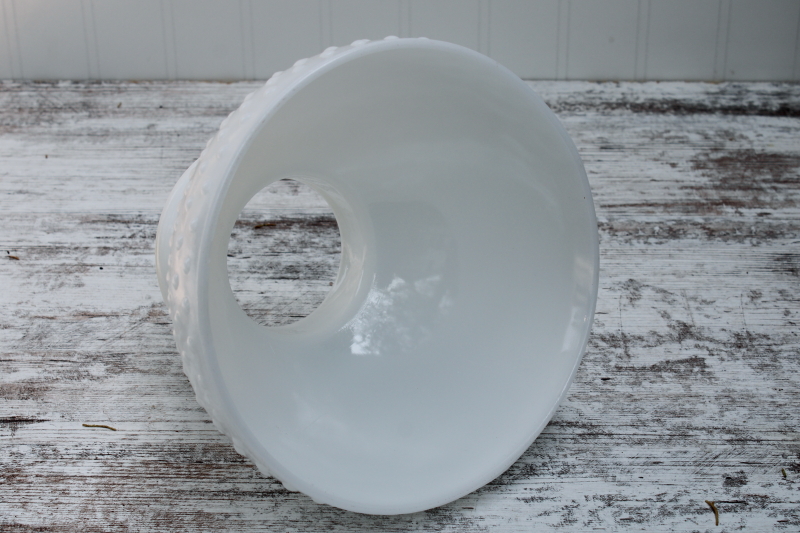 photo of vintage opal white milk glass hobnail glass lamp shade, original old shade replacement #2