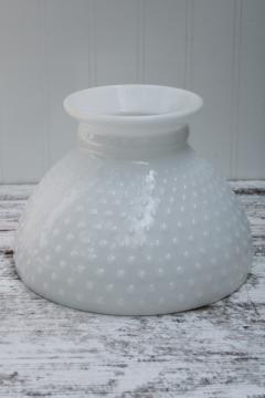 catalog photo of vintage opal white milk glass hobnail glass lamp shade, original old shade replacement
