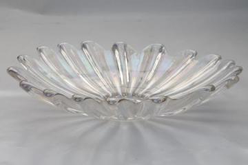 catalog photo of vintage opalescent glass bowl, Federal celestial flower shape bowl iridescent glass