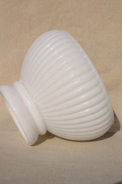 photo of vintage opaline milk glass lampshade, ribbed glass shade for mini lamp or student desk light #2