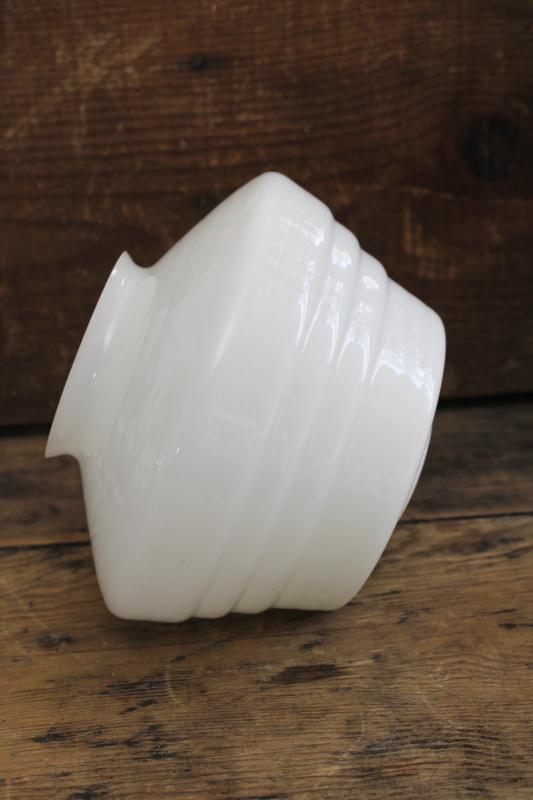 photo of vintage opaline white glass shade, schoolhouse light fixture globe milk glass #1