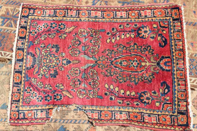 photo of vintage or antique persian rugs, small shabby wool carpets to layer or upcycle #3