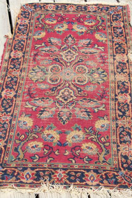 photo of vintage or antique persian rugs, small shabby wool carpets to layer or upcycle #6