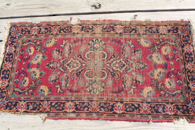 photo of vintage or antique persian rugs, small shabby wool carpets to layer or upcycle #8