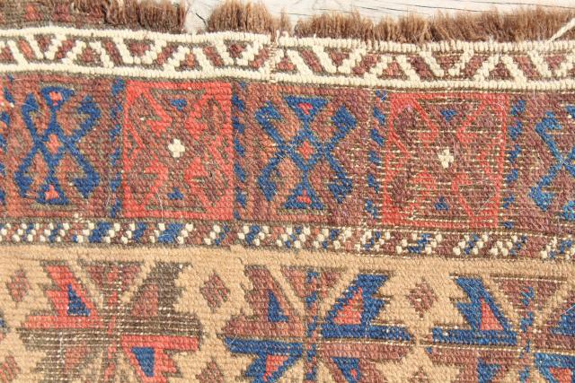 photo of vintage or antique persian rugs, small shabby wool carpets to layer or upcycle #13