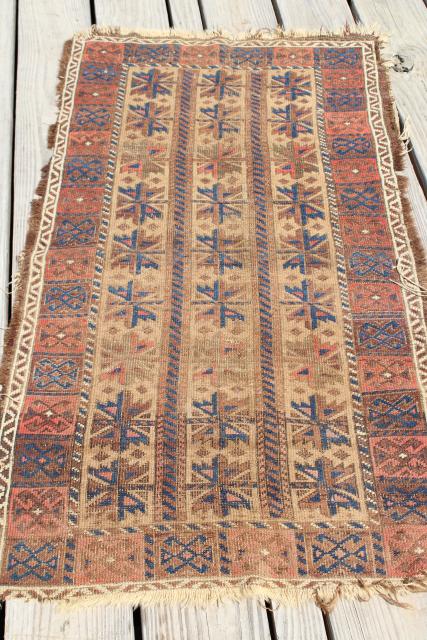 photo of vintage or antique persian rugs, small shabby wool carpets to layer or upcycle #14