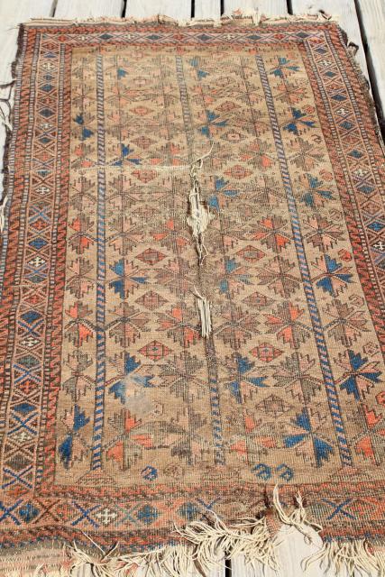 photo of vintage or antique persian rugs, small shabby wool carpets to layer or upcycle #17