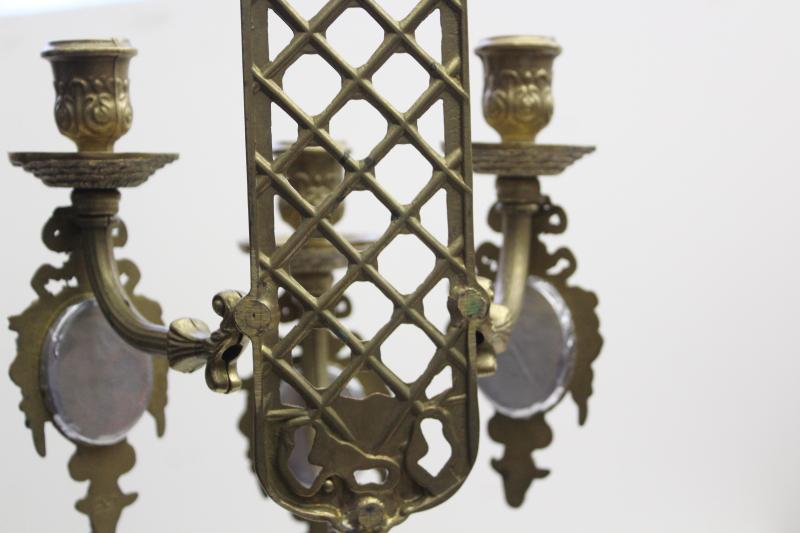 photo of vintage ornate brass candle sconces w/ china cameo pictures, romantic french country scenes #6