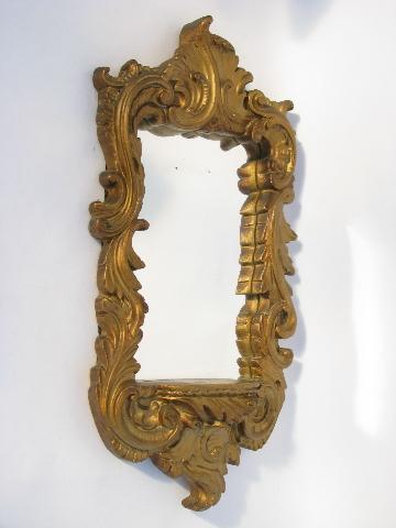 photo of vintage ornate gold plaster wall niche mirror, florentine style mirrored shrine #1