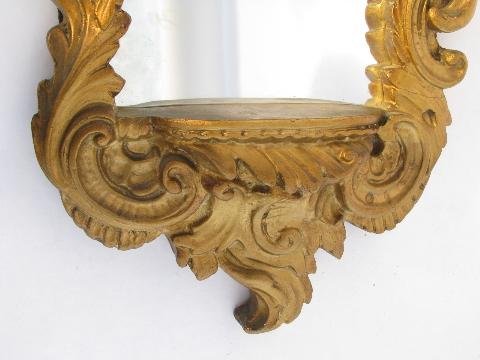 photo of vintage ornate gold plaster wall niche mirror, florentine style mirrored shrine #3