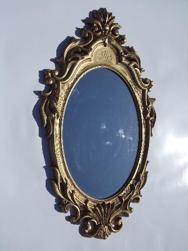 photo of vintage ornate gold plastic frame mirror fit for a queen or fairy princess! #1