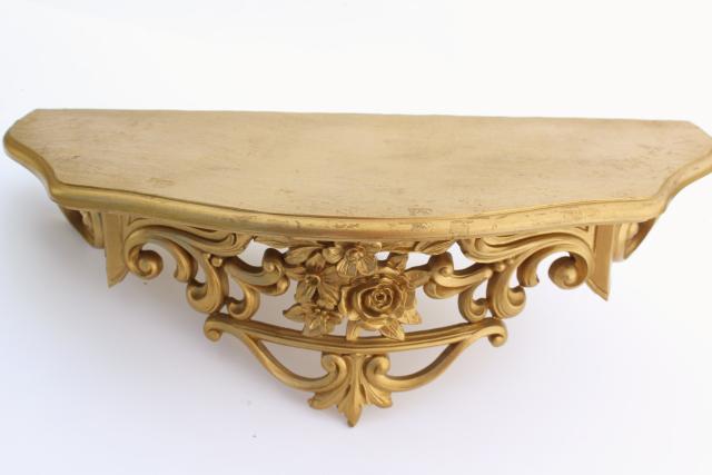 photo of vintage ornate gold rococo bracket shelf, small wall mount hanging shelf #8