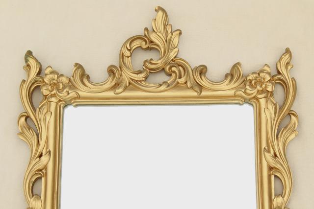 photo of vintage ornate gold rococo wall mirror, Syrowood Syroco pressed wood frame #5