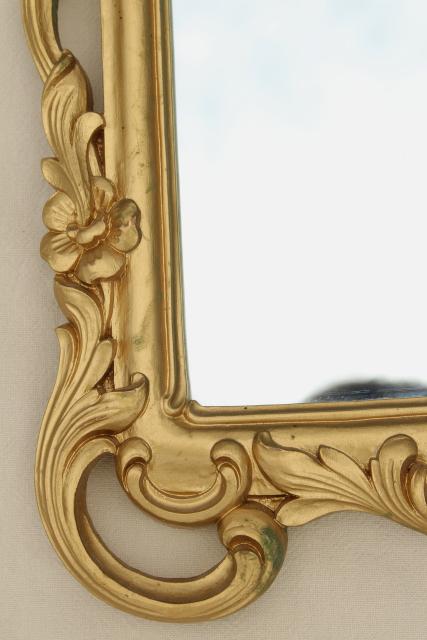 photo of vintage ornate gold rococo wall mirror, Syrowood Syroco pressed wood frame #7