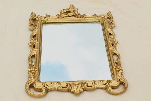photo of vintage ornate gold rococo wall mirror, Syrowood Syroco pressed wood frame #8