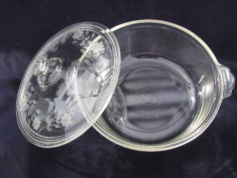 photo of vintage oven glassware, baking glass pans lot - Fire King sapphire blue, clear Pyrex #3