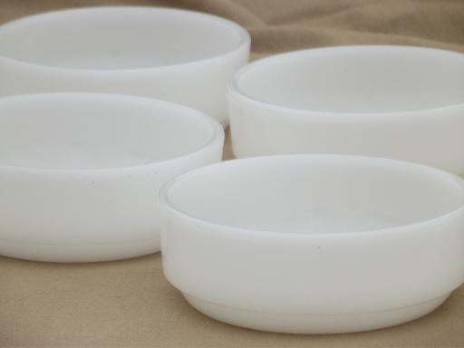 photo of vintage oven proof milk glass, bowls & stick handled casseroles / onion soups #2