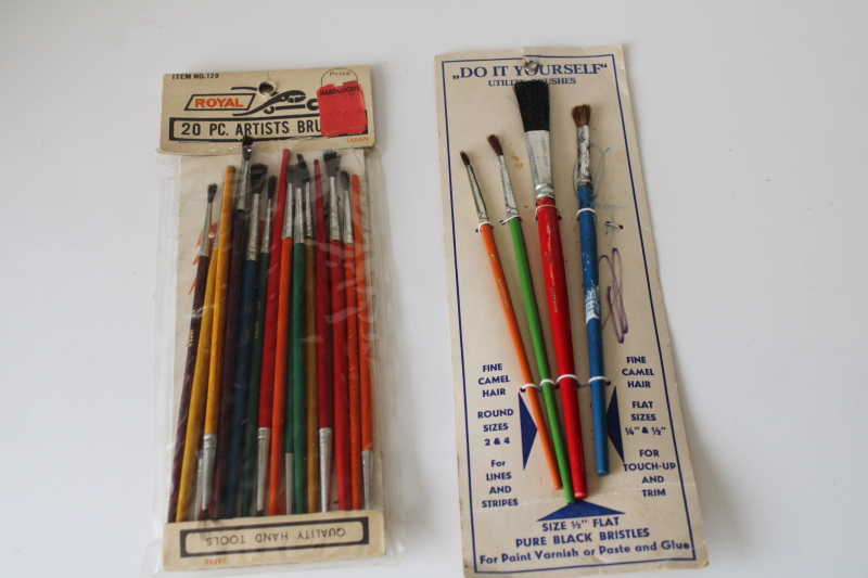 photo of vintage packages artist's paint or watercolor brushes, camel hair bristles wood handles  #1