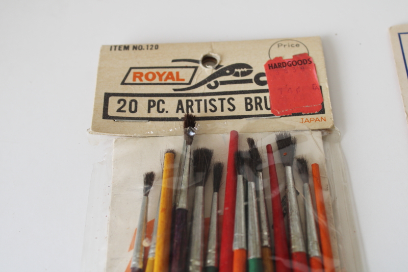 photo of vintage packages artist's paint or watercolor brushes, camel hair bristles wood handles  #2