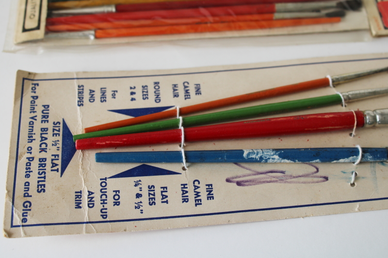 photo of vintage packages artist's paint or watercolor brushes, camel hair bristles wood handles  #3