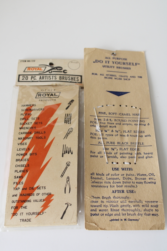 photo of vintage packages artist's paint or watercolor brushes, camel hair bristles wood handles  #5