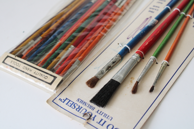 photo of vintage packages artist's paint or watercolor brushes, camel hair bristles wood handles  #6