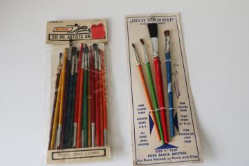 catalog photo of vintage packages artist's paint or watercolor brushes, camel hair bristles wood handles 