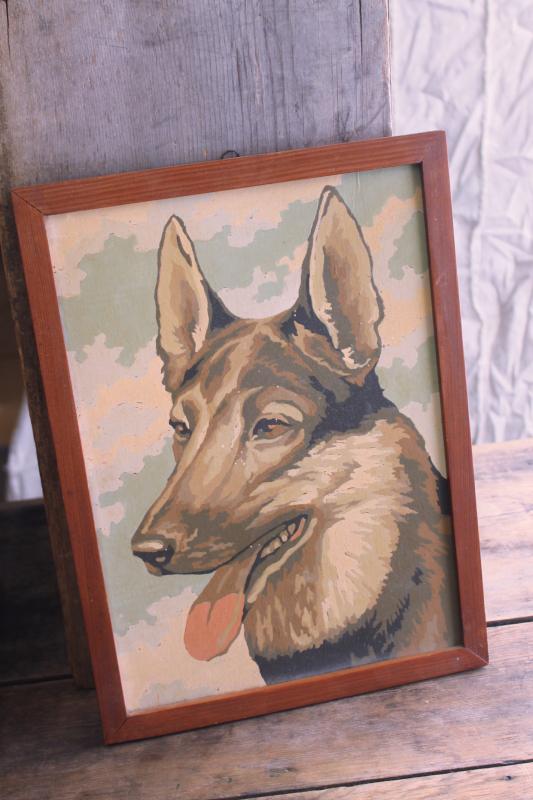 photo of vintage paint by number painting, picture of German Shepherd dog, Rin Tin Tin? #7