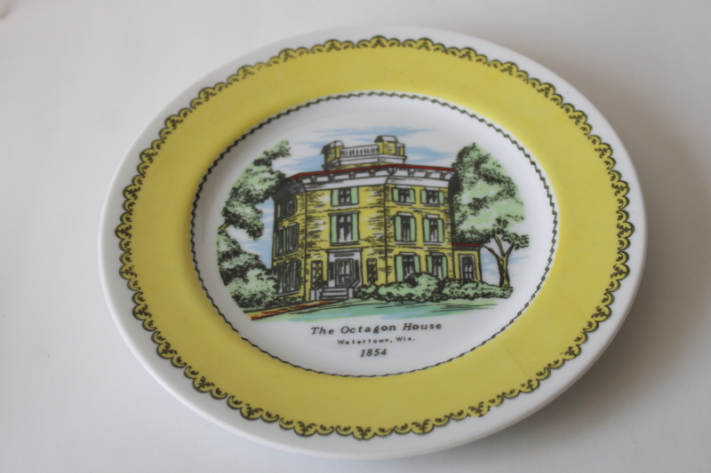 photo of vintage painted plate Octagon House Watertown Wisconsin historic architecture Victorian mansion  #2