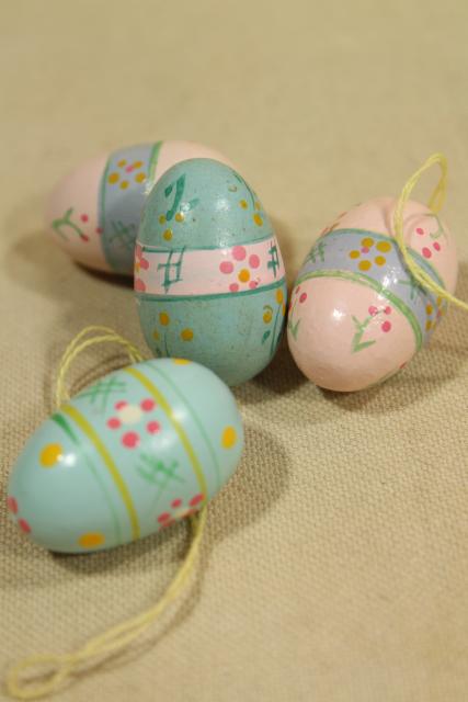 photo of vintage painted wood Easter ornaments, mini size decorations for tabletop tree #3