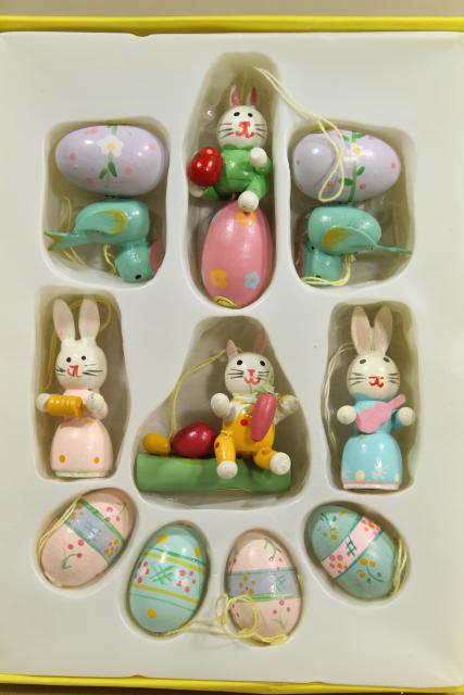 photo of vintage painted wood Easter ornaments, mini size decorations for tabletop tree #4