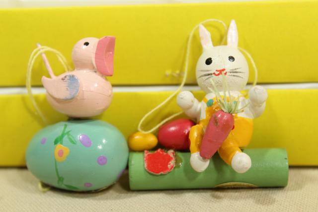 photo of vintage painted wood Easter ornaments, mini size decorations for tabletop tree #8