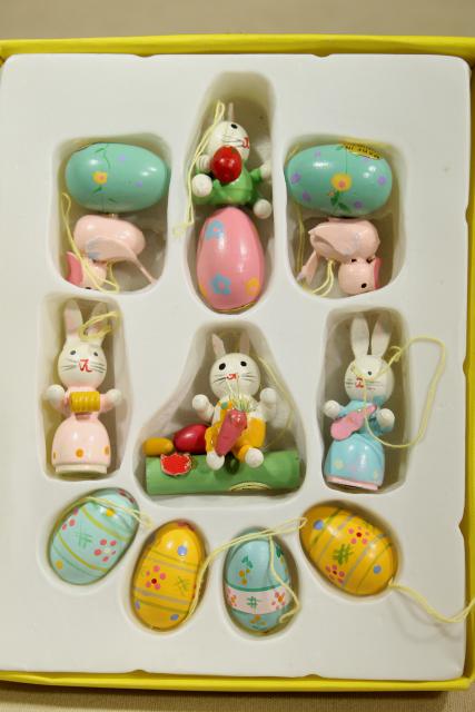 photo of vintage painted wood Easter ornaments, mini size decorations for tabletop tree #11