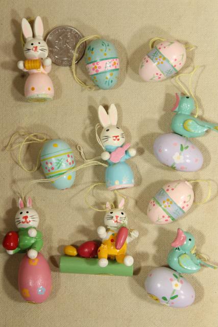 photo of vintage painted wood Easter ornaments, mini size decorations for tabletop tree #12