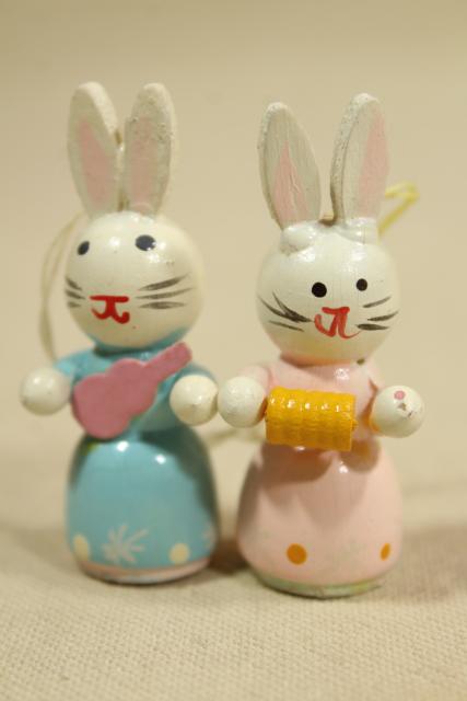 photo of vintage painted wood Easter ornaments, mini size decorations for tabletop tree #13