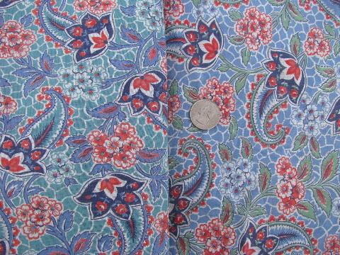 photo of vintage paisley print cotton quilt, feather bed tick, or duvet covers #2