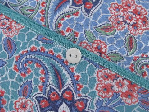 photo of vintage paisley print cotton quilt, feather bed tick, or duvet covers #5