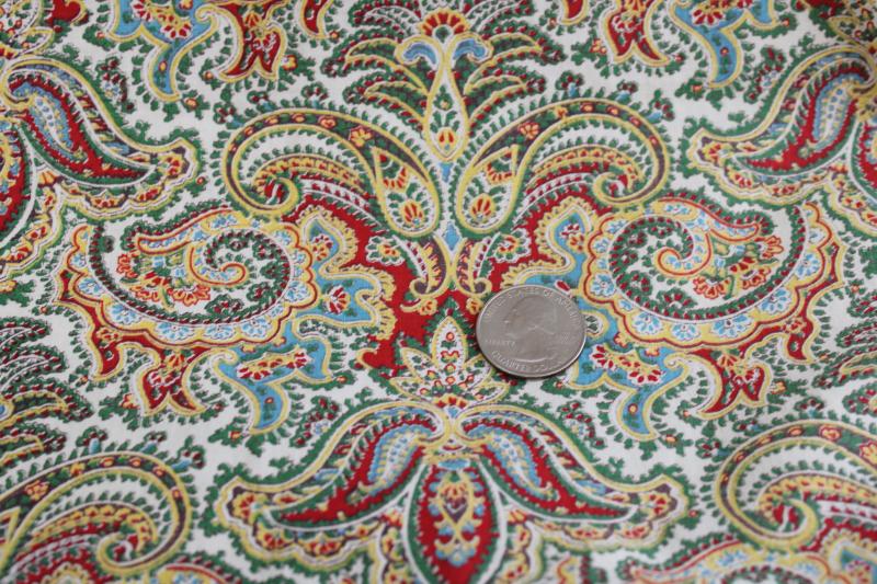 photo of vintage paisley print fabric, soft fine cotton for sewing or old quilts #3