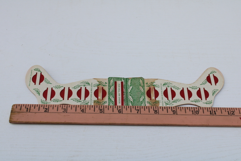 photo of vintage paper Christmas stocking gift card money holder for coins 1930s or 40s ephemera  #4