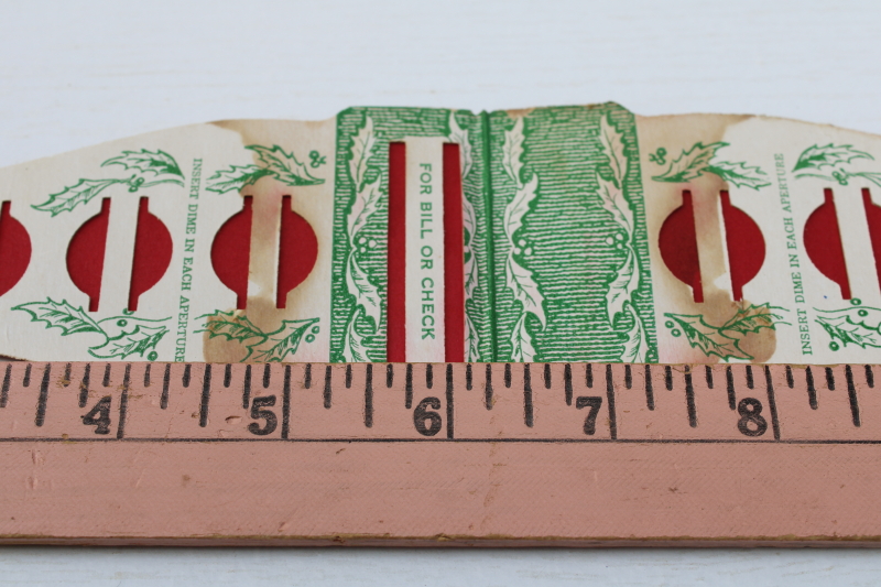 photo of vintage paper Christmas stocking gift card money holder for coins 1930s or 40s ephemera  #5