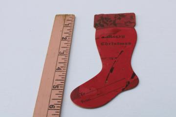 catalog photo of vintage paper Christmas stocking gift card money holder for coins 1930s or 40s ephemera 