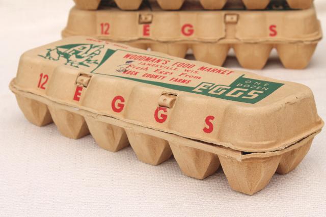 photo of vintage paper egg cartons, Farm Fresh Eggs Woodman's Market Janesville Wisconsin #4