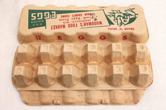 photo of vintage paper egg cartons, Farm Fresh Eggs Woodman's Market Janesville Wisconsin #6