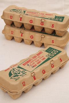 catalog photo of vintage paper egg cartons, Farm Fresh Eggs Woodman's Market Janesville Wisconsin