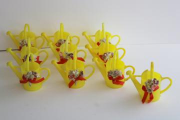 vintage party favors, cake topper decorations - hard plastic sprinkling cans w/ flowers